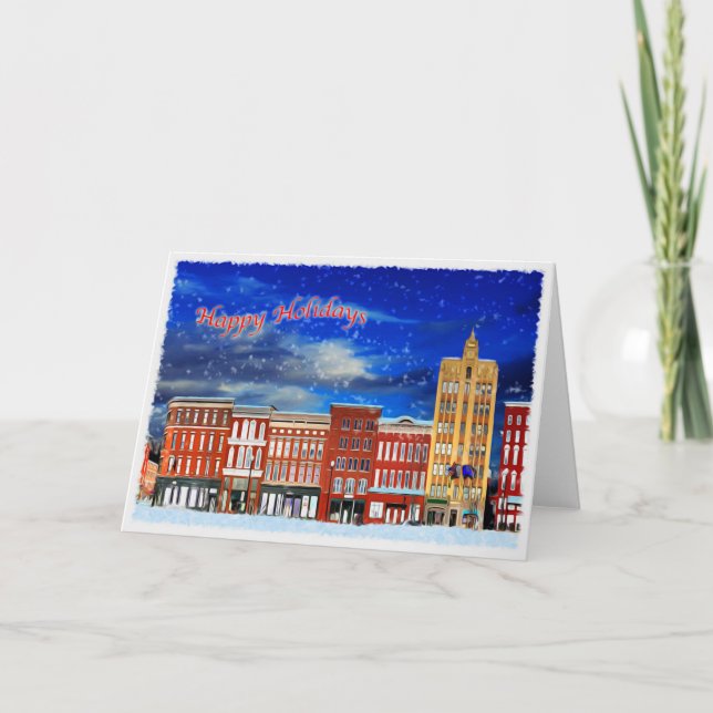 Rutland Vermont on a winter night Holiday Card (Front)