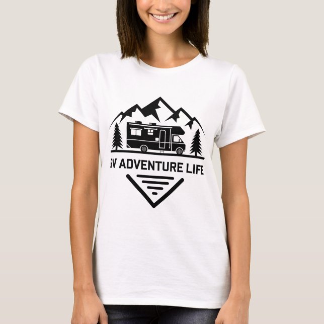 RV Adventure Life Mountain Camper Design T-Shirt (Front)