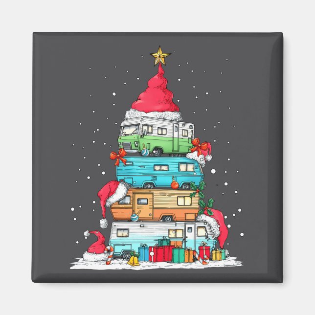Rv Camng Camper Travel Vacation Christmas Tree Xma Magnet (Front)