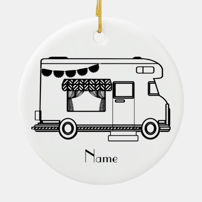 RV Camper Caravan Thunder_Cove Ceramic Ornament (Back)