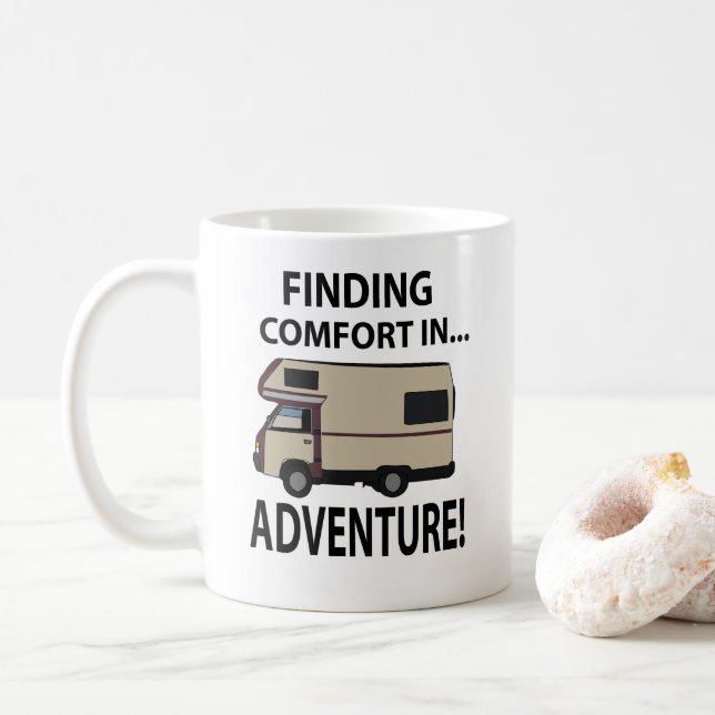 RV Camping Adventure Rving Coffee Mug (With Donut)