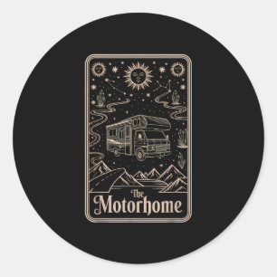Rv camping camper the motorhome moon mountain classic round sticker