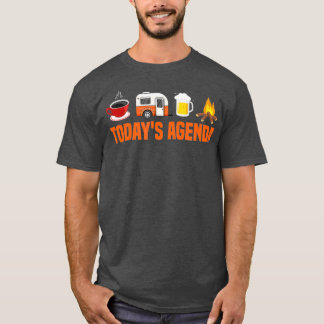 RV Camping Camper Todays Agenda Coffee Beer T-Shirt