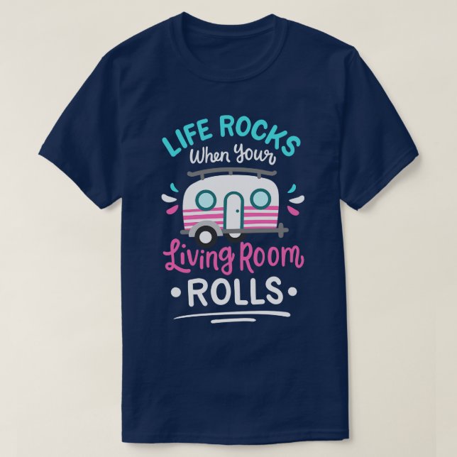 RV Camping Caravan T-Shirt (Design Front)