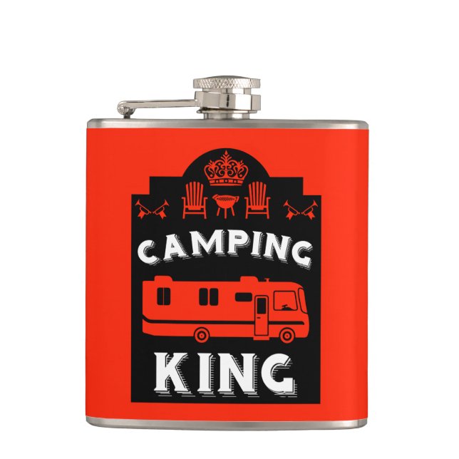 RV Camping King USA Hip Flask (Front)
