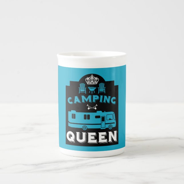 RV Camping Queen USA Bone China Mug (Front)
