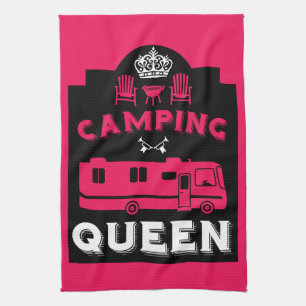 RV Camping Queen USA Tea Towel