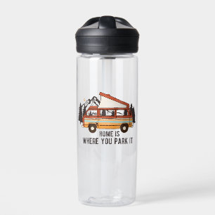 RV Camping Trailer "Home is Where You Park It" Water Bottle