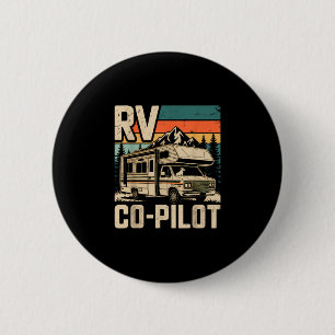 Rv co pilot rv camping camper sunset scenic 6 cm round badge