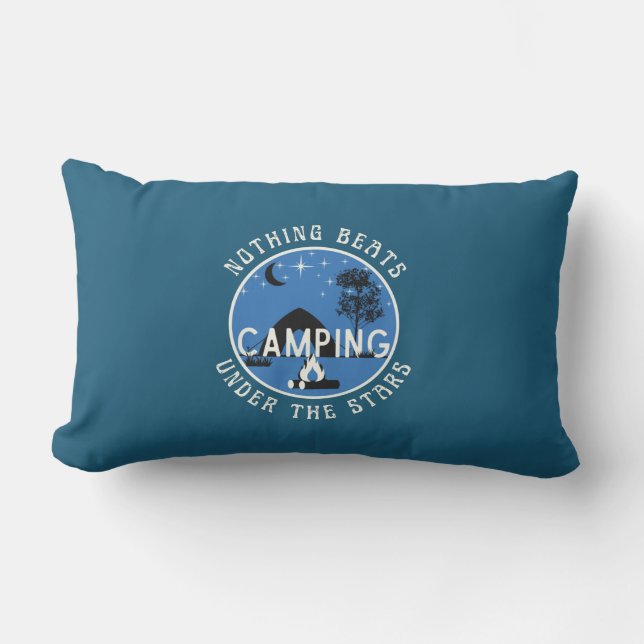 RV Décor - Blue Nothing Beats Camping Under Stars Lumbar Cushion (Front)