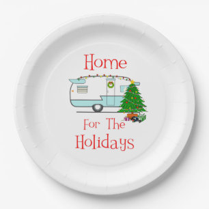 RV Home For The Holidays Paper Plate