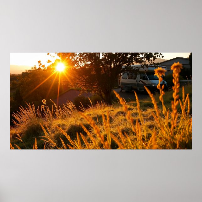 RV in a field Poster (Front)