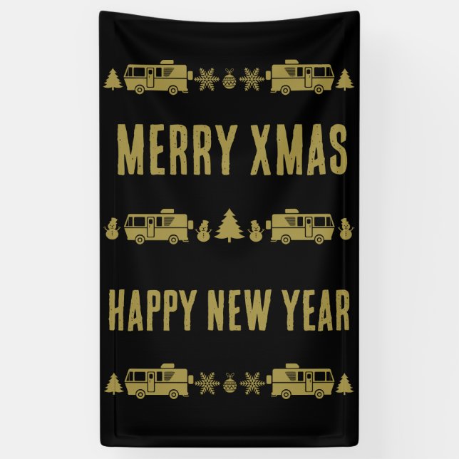 RV Motorhome Christmas Decor Banner (Vertical)