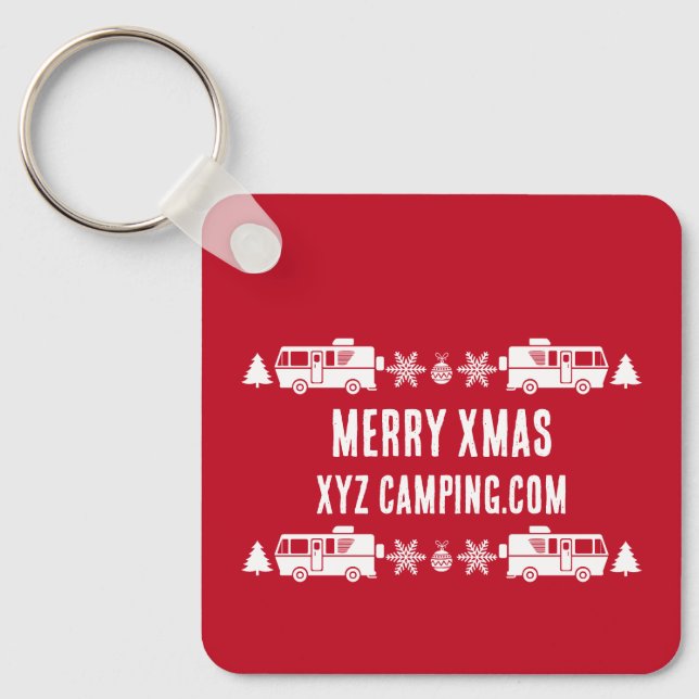 RV Motorhome Christmas Decor Key Ring (Front)
