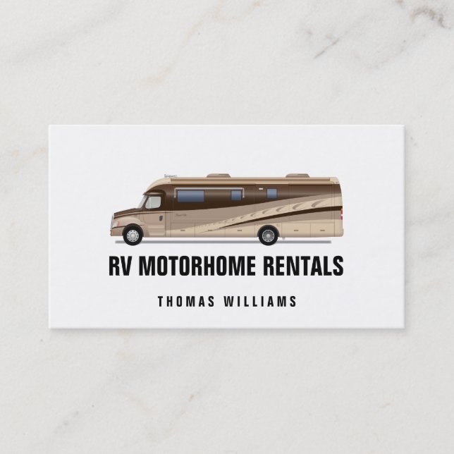 RV Motorhome Rentals and Sales Business Card (Front)