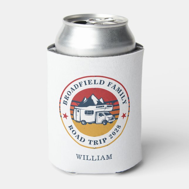 RV Road Trip Matching Family Vacation Keepsake Can Cooler (Can Front)