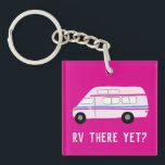 RV THERE YET? Vintage Van Motorhome Campervan  Key Ring<br><div class="desc">RV THERE YET? Check out this awesome RV campervan keychain.  Check out my shop for more RVs,  campers and lots more! Plus many colours!
 
 Don't forget you can also customise it with your own text! Or let me know if you'd like me to make you a customised drawing?</div>