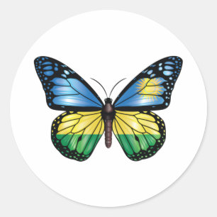 Rwanda butterfly monarch flag classic round sticker