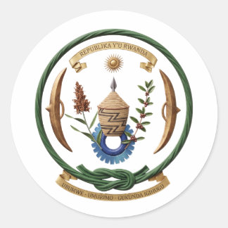 Rwanda coat arms country flag symbol emblem classic round sticker
