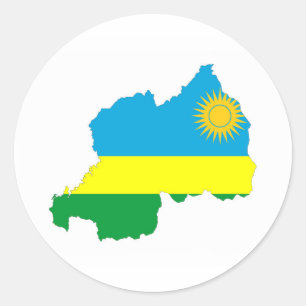 rwanda country flag shape map symbol classic round sticker