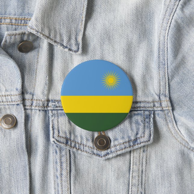 Rwanda flag 7.5 cm round badge (In Situ)