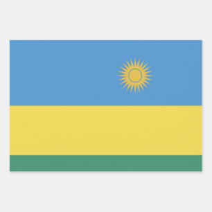Rwanda Flag Emblem Wrapping Paper Sheet