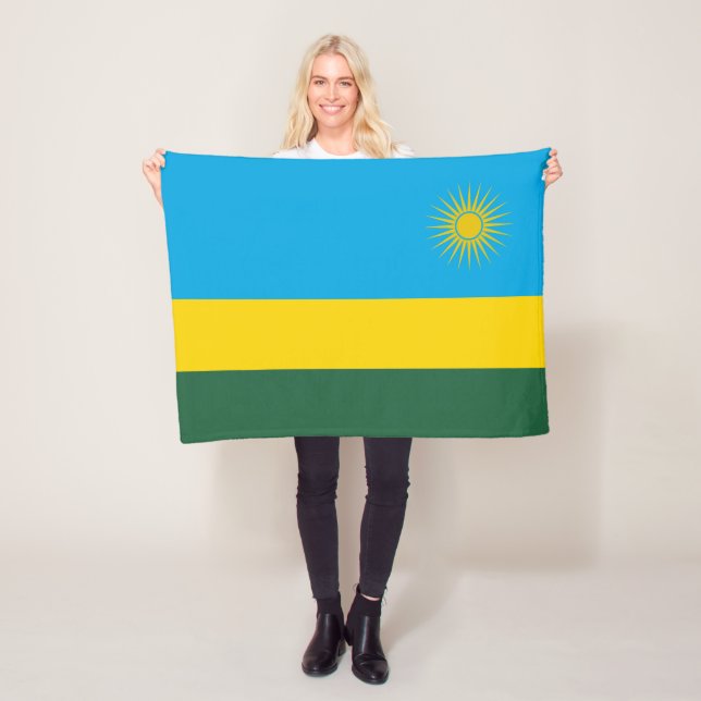 Rwanda Flag Fleece Blanket (In Situ)