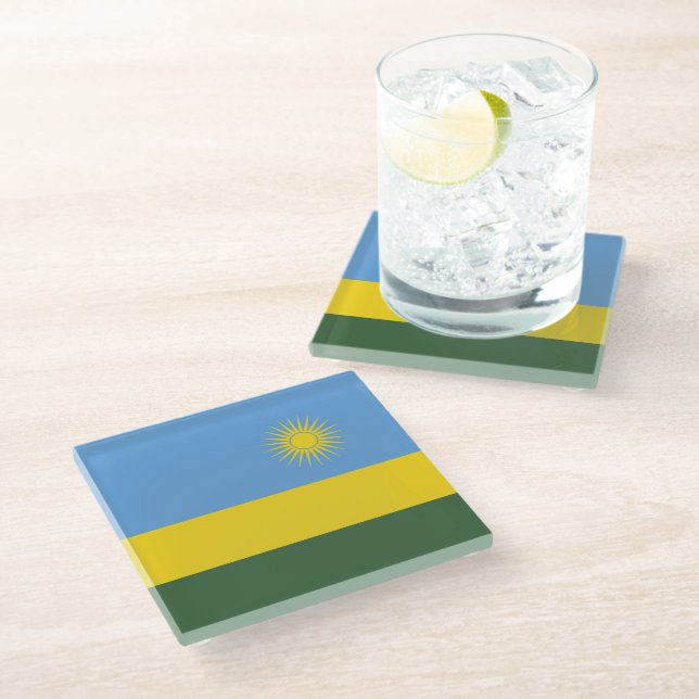 Rwanda flag glass coaster (Angled)