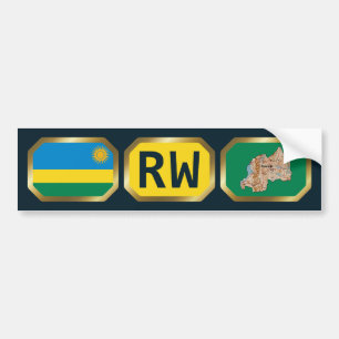 Rwanda Flag Map Code Bumper Sticker