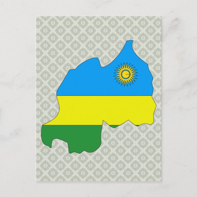 Rwanda Flag Map full size Postcard (Front)
