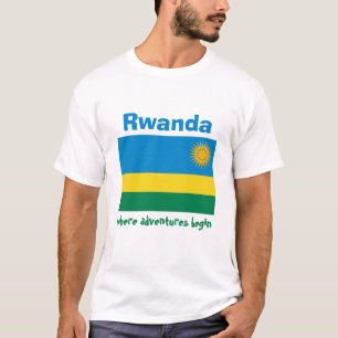 Rwanda Flag + Map + Text T-Shirt