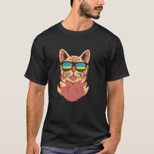 Rwanda Flag Rwandan Cat Sunglasses Funny Cat Lover T-Shirt