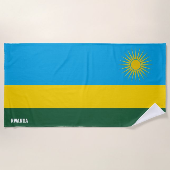 Rwanda Flag Splendid Patriotic Beach Towel (Front)