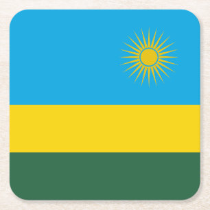 Rwanda Flag Square Paper Coaster