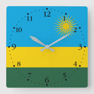 Rwanda Flag Square Wall Clock