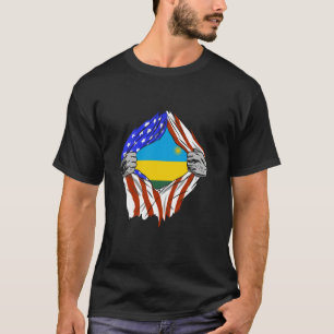 Rwanda Flag USA America Rwandan Pride Chest Rwanda T-Shirt