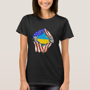 Rwanda Flag USA America Rwandan Pride Chest Rwanda T-Shirt