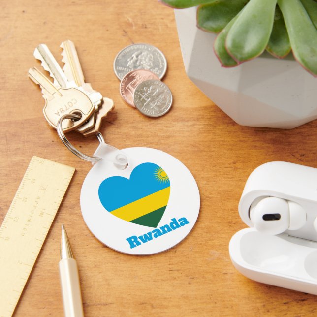 Rwanda Heart Flag Key Ring (Desk)