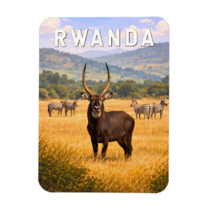 Rwanda Illustration Travel Art Vintage Magnet