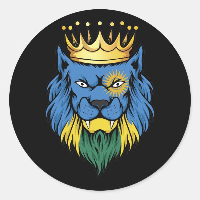 Rwanda  Lion King Flag Classic Round Sticker (Front)