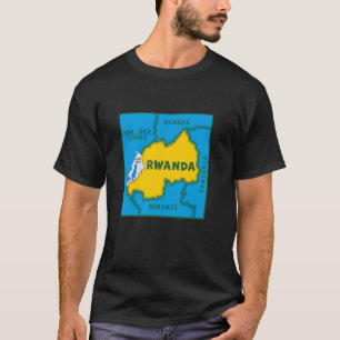 Rwanda Map in flag colours. Surrounding countries T-Shirt