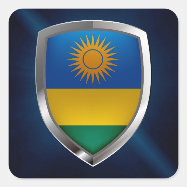 Rwanda Metallic Emblem Square Sticker (Front)