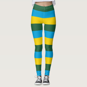 Rwanda National Flag Colours Horizontal Striped Leggings