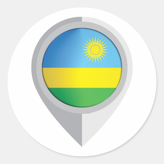  Rwanda   Pin Location Flag Classic Round Sticker (Front)