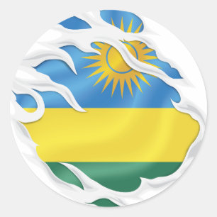 Rwanda Ripped Flag Classic Round Sticker