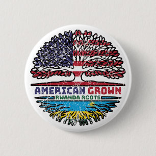 Rwanda Rwandan American USA Tree Roots Flag 6 Cm Round Badge