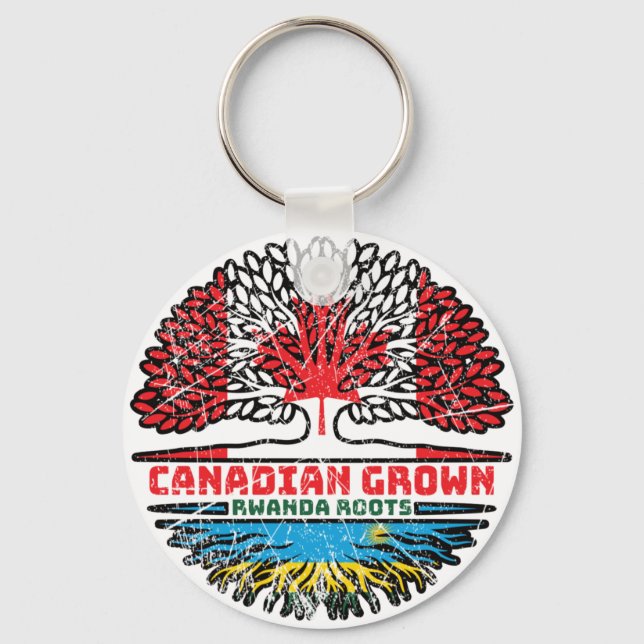 Rwanda Rwandan Canadian Canada Tree Roots Flag Key Ring (Front)