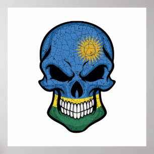 Rwanda Smiling Skull Flag Poster