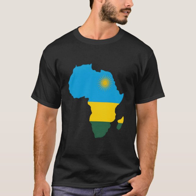 Rwandan Pride Rwanda Flag Africa Map T-Shirt (Front)