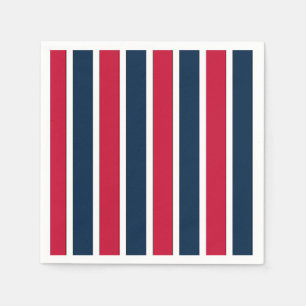 RWB Baseball Coord Stripes 1-PAPER PARTY NAPKINS
